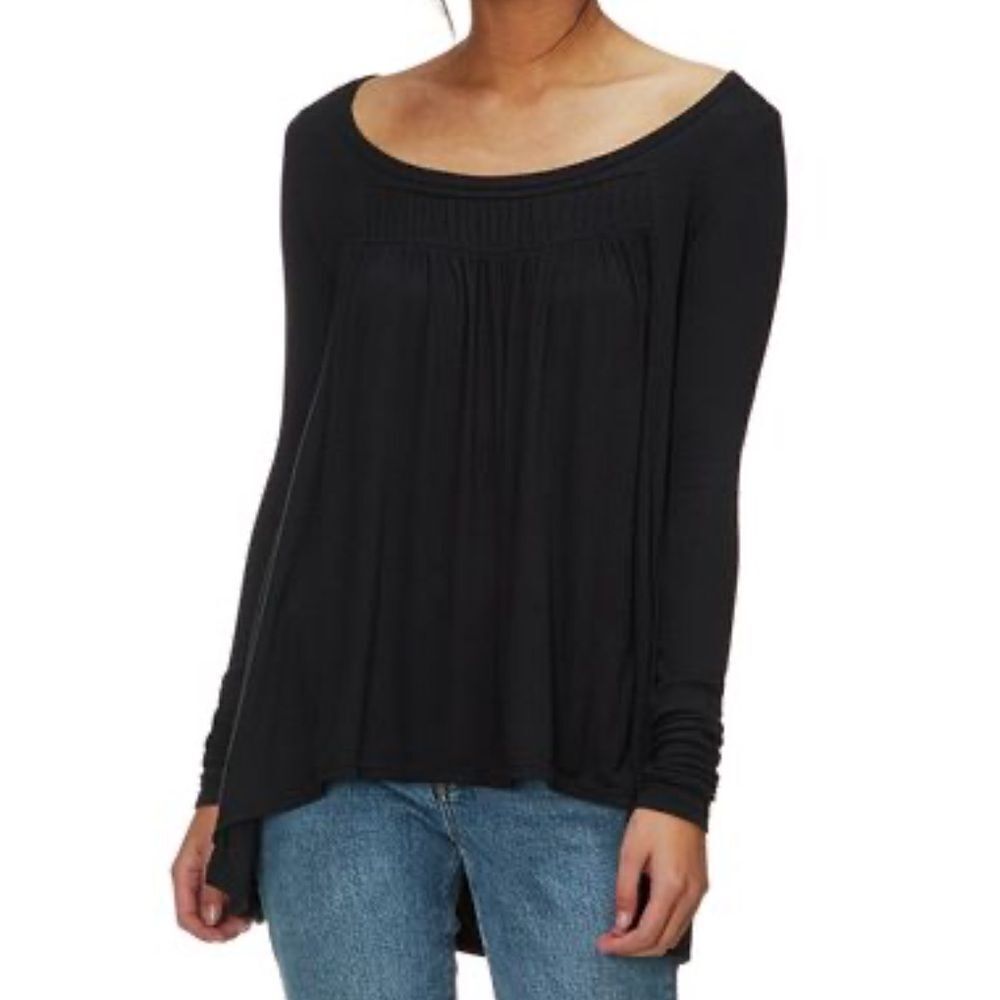 Free People We The Free Love Valley Black Long Sleeve Top Size XS